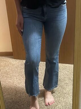 KanCan Dark Blue Crop Flare Jeans